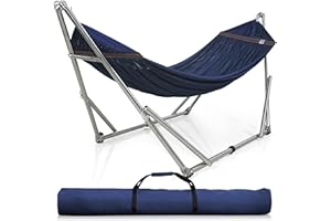 Tranquillo Adjustable Hammock Stand, Collapsible Camping Hammock, 650 lbs Capacity Deluxe Double Hammock Stand for 2 Persons, Portable Everywhere Easy Assembly Non-Slip and Noise-Free, Aegean