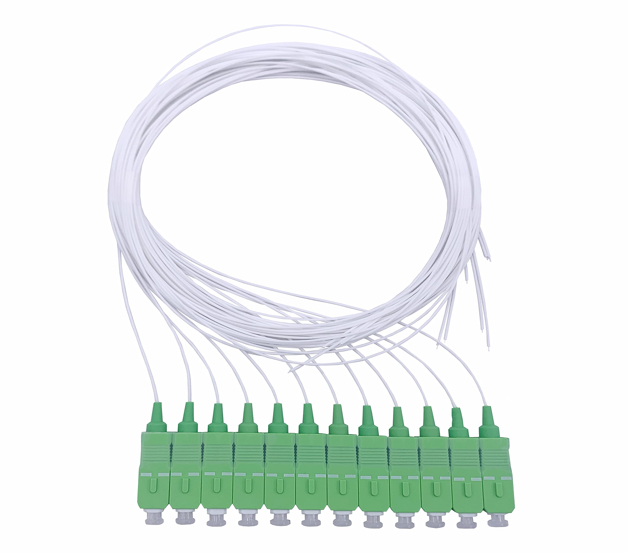 Elfcam® - 12 Fibre Optic Pigtail SCA Single Mode Simplex 9/125μm OS2, 0.9 mm 1 Metre, White