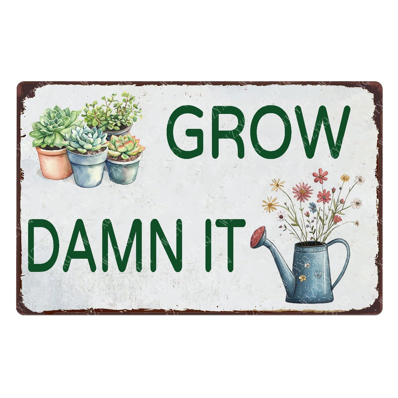 Photo 1 of WIZYXQ Vintage Garden Sign Grow Metal Tin Sign Flower Sign