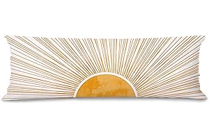 Nipil Boho Sun Sunshine 20x54 inches Body Pillow Decorations Cover Case, Mid Century Modern Boho Horizontal Sunset Sunrise Decorative Long Hug Pillow Cases for Girls Room Kids Room Bed Couch