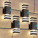 ZSMAIKU Dusk to Dawn Outdoor Wall Light,Outdoor Sconce Wall Mount,12.8 in | Up and Down 2-tier Square Modern Outside Wall Lights For Patio Garage With GU10 14W 3000K Warm White, IP65 Waterproof ,4 Pack