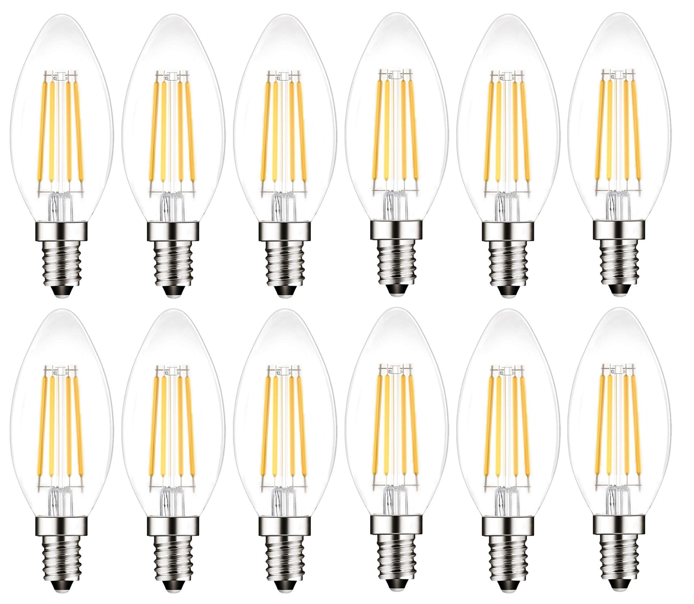 PureShine E14 Led SES Candle Light Bulb Dimmable,Small Screw,4W Equivalent 40W, Warm White 2700K,400Lm,Pack of 12