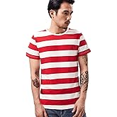 Wide Striped T Shirt for Men Sailor Tee Red White Black Navy Stripes Top Basic