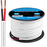 14 Gauge Speaker Wire (50FT), Electrical Wire,14 AWG Stranded PVC Extension Cord, 12V Low Voltage/Tinned Copper/Flexible Cable for Automotive Wiring, Lamp Cord, Marine Cable-CCA