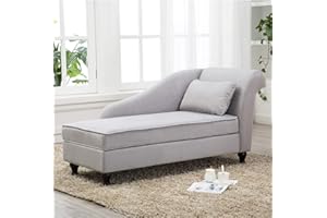 Yongqiang Storage Chaise Lounge Indoor Upholstered Sofa Recliner Lounge Chair for Living Room Bedroom Gray Velvet (Right Armrest)