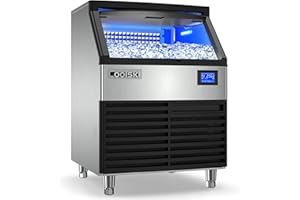 Coolski Commercial Ice Maker Machine 200LBS/24H, 26’’ Under Counter Ice Machine with 80LBS Storage Capacity, Stainless Steel Ice Maker for Restaurant/Bar/Home, Air Cooled/Clear Ice Cubes/ETL Approved