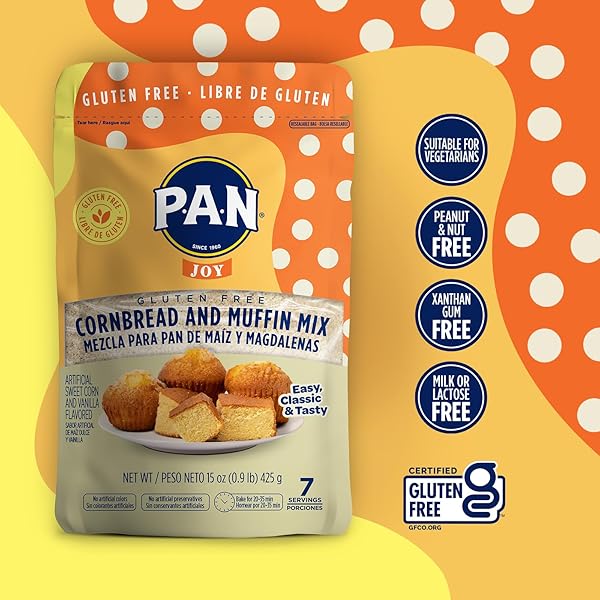 P.A.N CORNBREAD AND MUFFIN MIX – GLUTEN FREE BAKING MIX 0.9 LB. (PACK OF 1)