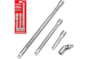 SEDY 4-Piece 3/8" Drive Socket Extension Bar Set, Professional Socket Extension Set Include 3, 6, and 10 Inch Extensions and 3/8 Inch drive Universal Joint Sockets, Premium Cr-V Steel Construction
