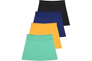 Real Essentials 4 Pack: Girls' Active Skort Athletic Performance Skirt - Tennis Golf Skirt with Bike Short Lining (4-16)