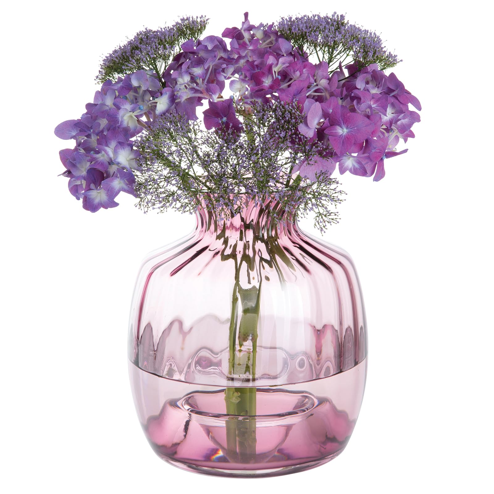 Dartington Crystal Cushion Large Vase Heather, Single | Heather | Indented base to help retain or splay out stems | 215mm (h) | Adorable vases that make the perfect home décor addition | Gift