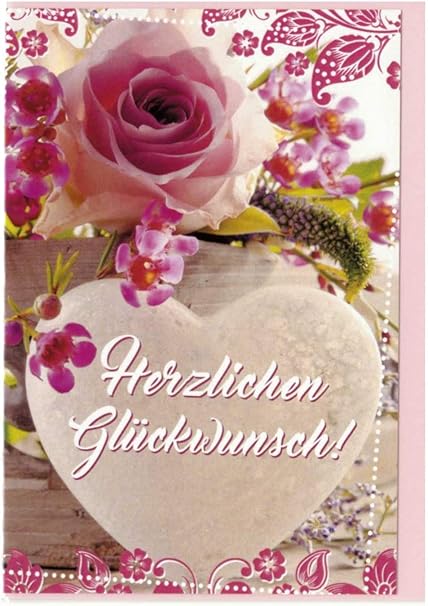 Biglietto Di Auguri Con Rosa E Cuore 8 X 11 5 Cm Amazon It Cancelleria E Prodotti Per Ufficio