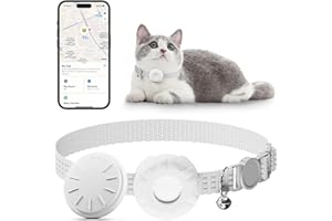 HONGTOP H Cat Tracker,Pet Tracker for Cats Compatible with Apple Find My App(Only iOS),Waterproof Tracker Cat Collar with Safety Elastic Buckle,No Monthly Fee,Works with Any Collar (White)