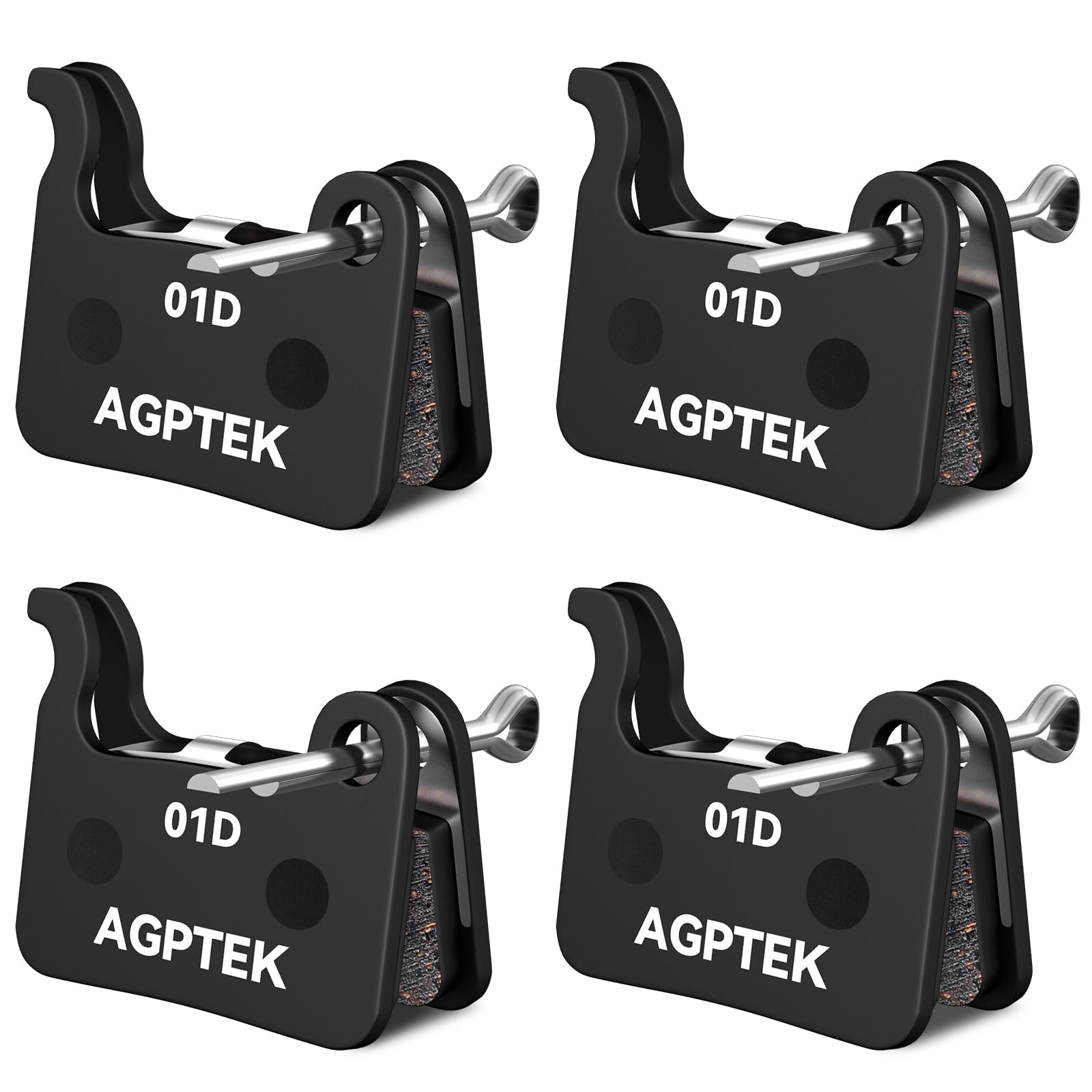Photo 1 of AGPTEK Bike Brake Pads, High-Performance Bicycle Brake Pad, 4 Pairs Semi-Metallic Bike Pad for Mountain Bike Disc Brakes, Compatible with Shimano Deore XT SLX Hone Alfine Saint, Semi-Metallic