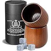2 Pack Charred Wooden Whiskey Glasses – 10 Oz Bourbon Tumblers for Men with Burnt Interior – Old Fashioned Cocktail Cups – Gifts for Dad, Men, Brother, or Whiskey Lovers