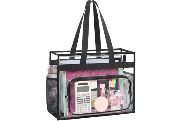 PACKISM Clear Tote Bag for School - Large Heavy Duty Clear Tote for Girls | See Through PVC, Wide Zipper Opening, Front Pocket Keeps Essentials Visible for Students, Class, Work, Daily Carry, Age 12+