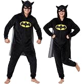 Get Trend Batman | Marvel Thor Halloween Costume, One-Piece Pajamas for Men | Hooded Fleece Jumpsuit with Cape with Two Pockets &amp; Front Zipper, Winter Loungewear, Cozy Sleepwear, Gifts for Men, Teens