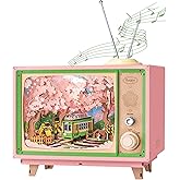 Rolife 3D Wooden Puzzles for Adults DIY Book Nook Kit 16" Japanese Cherry Blossom Music Box Toy Building Set Home Decor Gifts