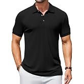 COOFANDY Men's Textured Polo Shirts Short Sleeve Slim Fit Casual Button Polo T-Shirt Summer Collared Golf Shirt