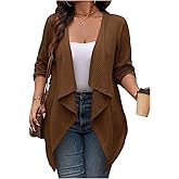 SOLY HUX Women's Plus Size Open Front Cardigan Sweaters Asymmetrical Casual Outerwear Work Office Outfit
