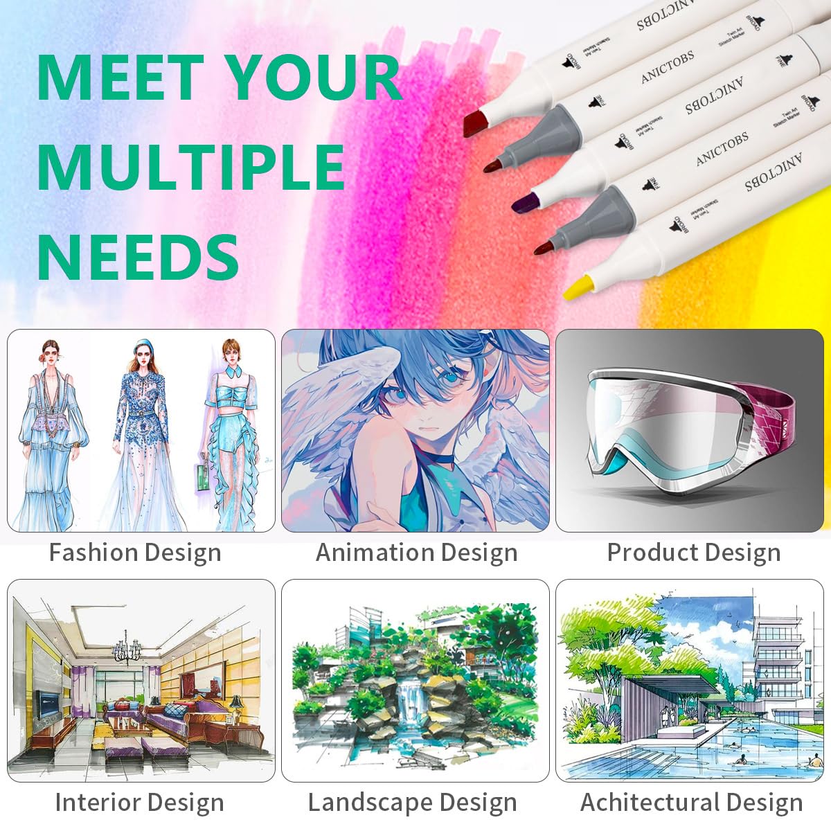 Alcohol Markers 80 Colors with Base Support, Drawing Art Markers Perfect for Students Kids and Adults Comics Sketching Illustration Artistic Creation Gift