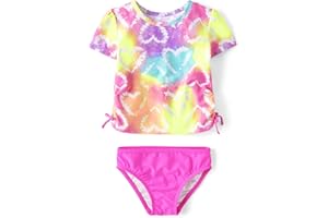 The Children's Place Girls' and Toddler Short Sleeve Rashguard Swimset
