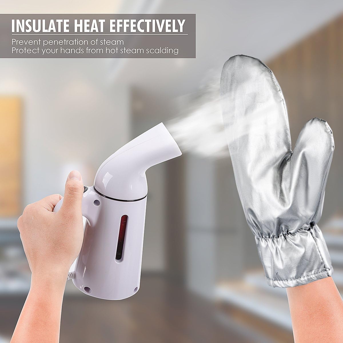 Upgraded Garment Steamer Ironing Gloves Mitt Tingtio Anti Steam Gloves Durable Heat Resistant Waterproof Protective Ironing Glove for Garment Steamer Silver-1 Pair: Home & Kitchen