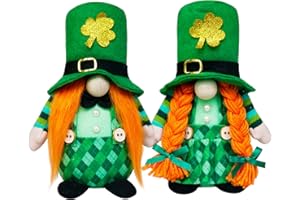 CRCZK St Patricks Day Gnomes Decor, Green Buffalo Check Gnome Plush Hat with Clover,Faceless Elderly Irish Festival Lucky Gnomes Tiered Tray Decor, Saint Patricks Day Irish Home Decorations