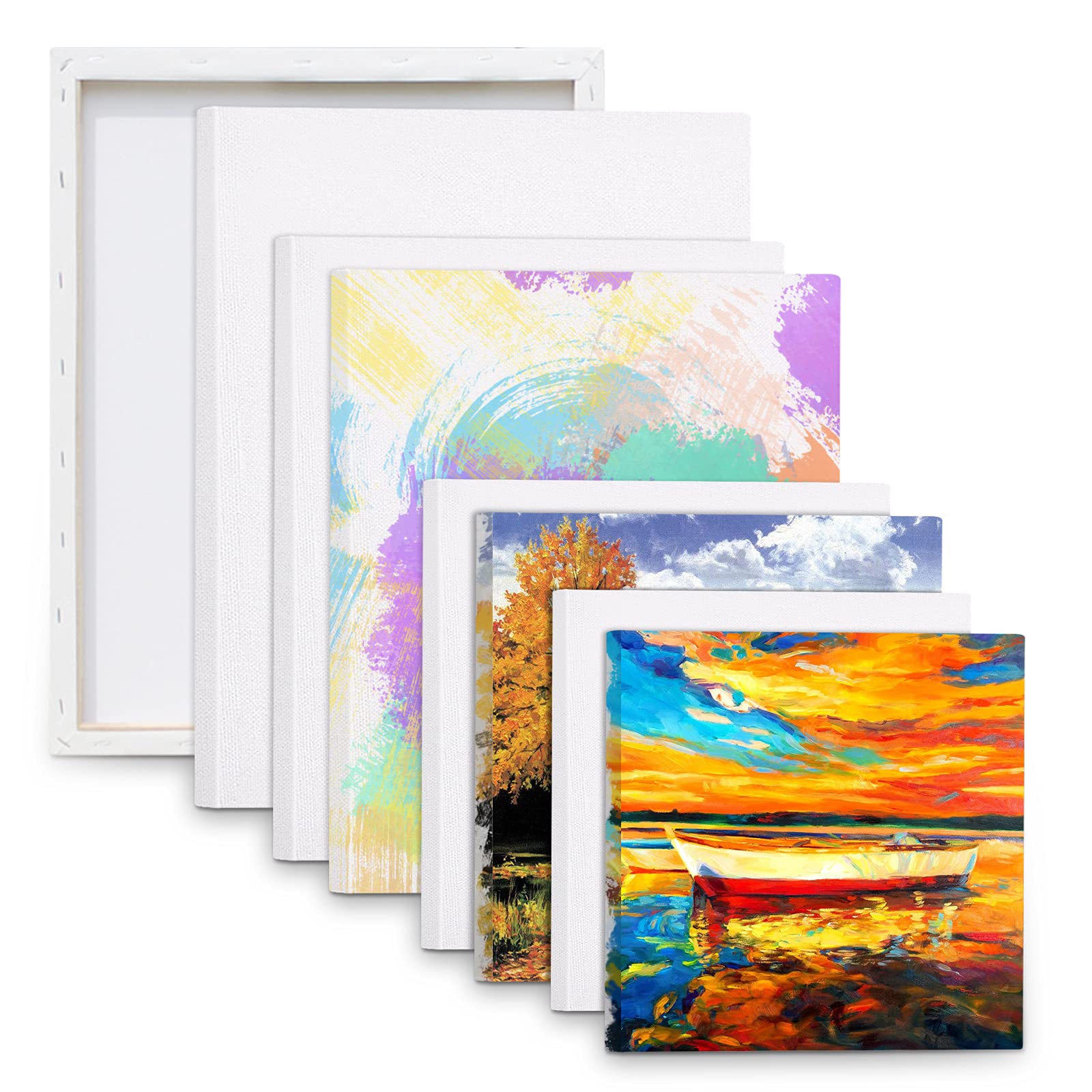 DIDUDE 8-Piece Canvas Set: Assorted Size Art Canvas Frame Stretcher Frame for Acrylic, Oil, Water Painting Board