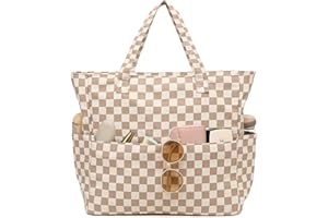 LEDAOU Large Beach Tote Bag Women Waterproof Sandproof Zipper Beach Tote Bag for Pool Gym Grocery Travel with Wet Pocket