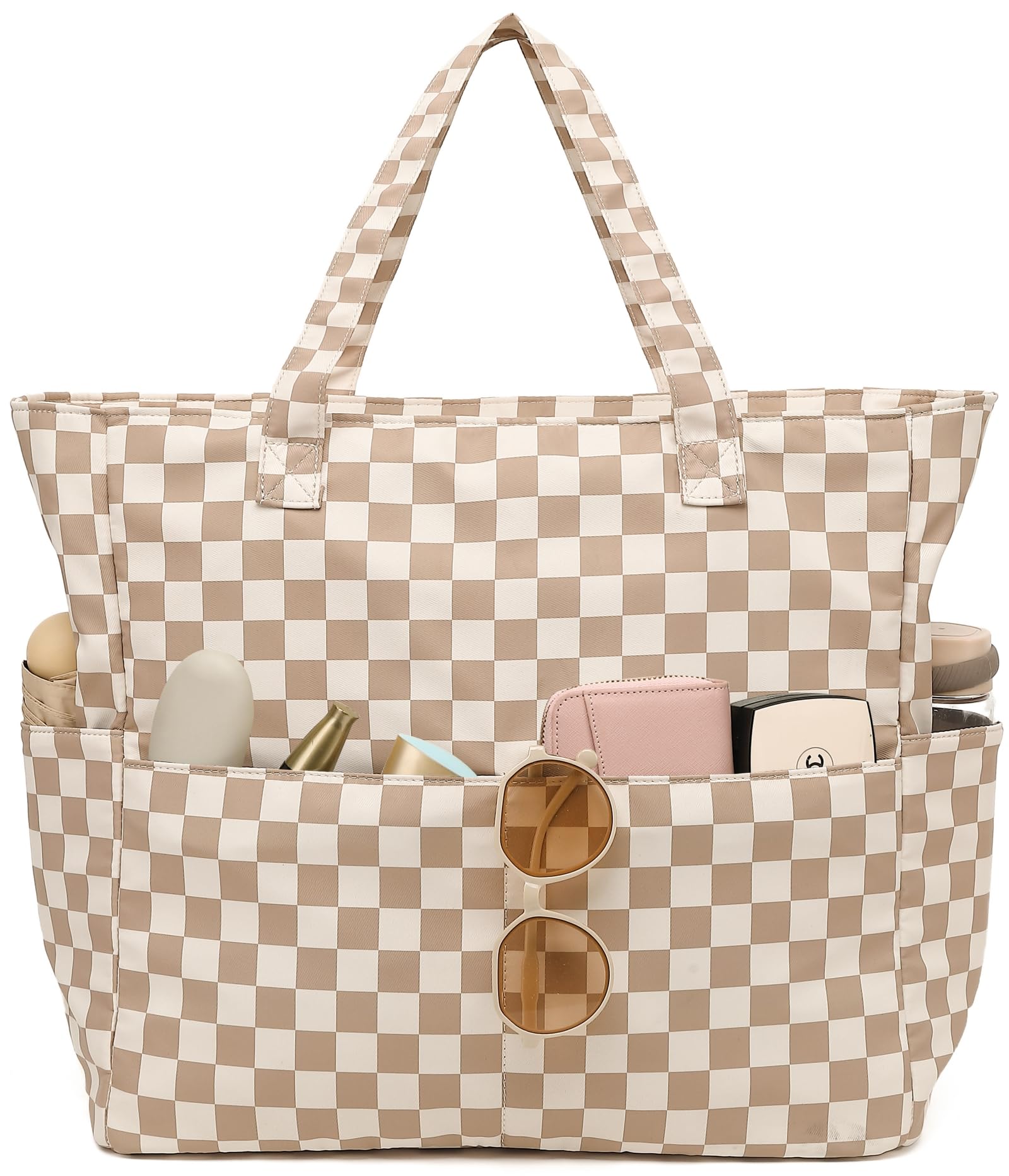 Photo 1 of LEDAOU Large Beach Tote Bag Women Waterproof Sandproof Zipper Beach Tote Bag for Pool Gym Grocery Travel with Wet Pocket