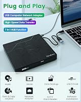 PeroBuno Super External CD/DVD Drive with USB 3.0 Ethernet Hub SD TF Card Reader view 2