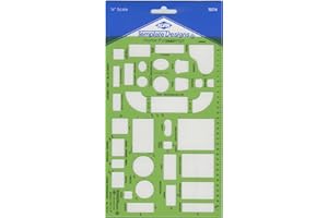 ALVIN, TD714, Home Furnishing Template, Drawing and Drafting Tool for Artists, Architects, Design and Drafting, 10.25 x 5.25 x .030 Inches