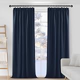 Deconovo Super Soft Thermal Blackout Curtains Navy W55xL95 Inch 1 Pair view 2