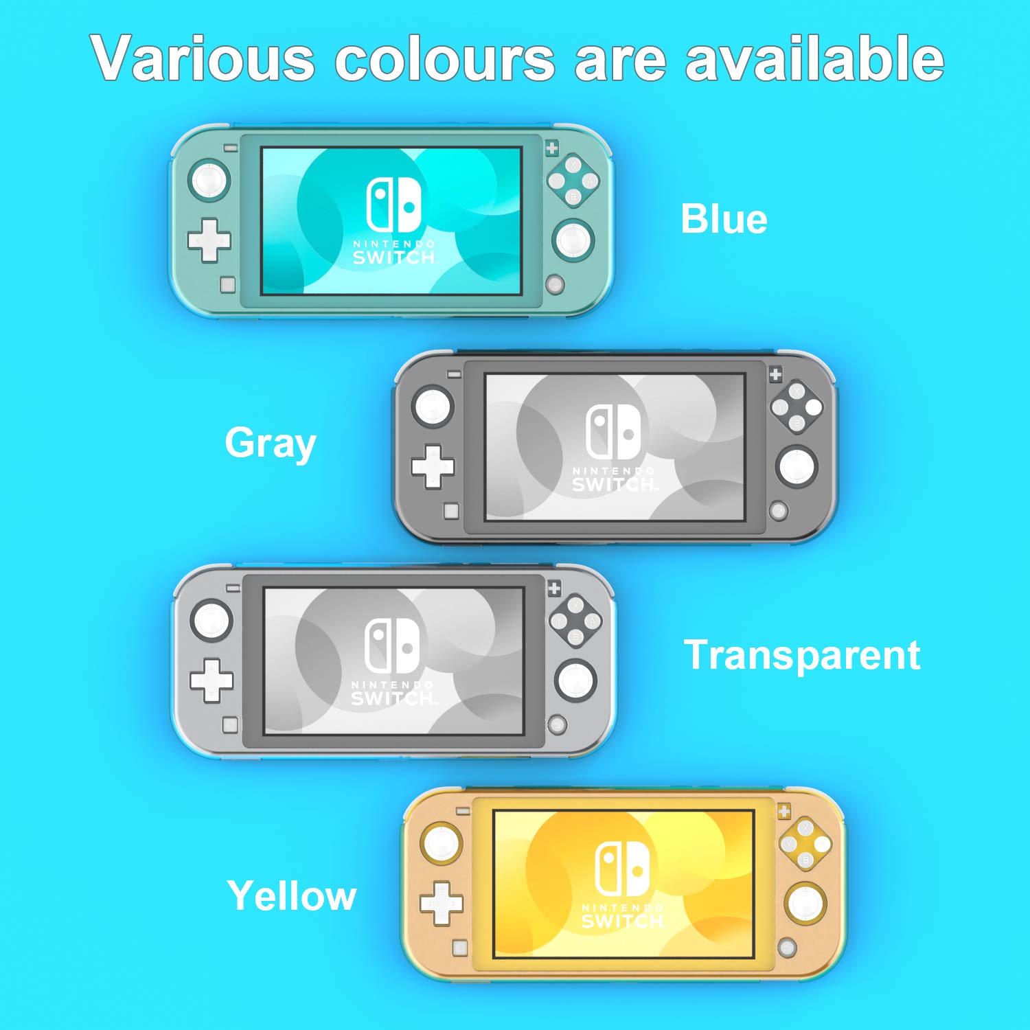 YCCSKY Case Cover for Nintendo Switch Lite 2019, Compact Ultra-Thin All-Round Crystal Protective Cover Case for Switch Lite (Clear Turquoise)