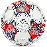 Almos Size 4, 5 Soccer Ball for Youth & Adults, Hybrid 12-Panels & Fabric-Wrapped Bladder Match Durability, Training & Official Match Size Game Ball, Deflated Indoor/Outdoor Blue Soccer Balls