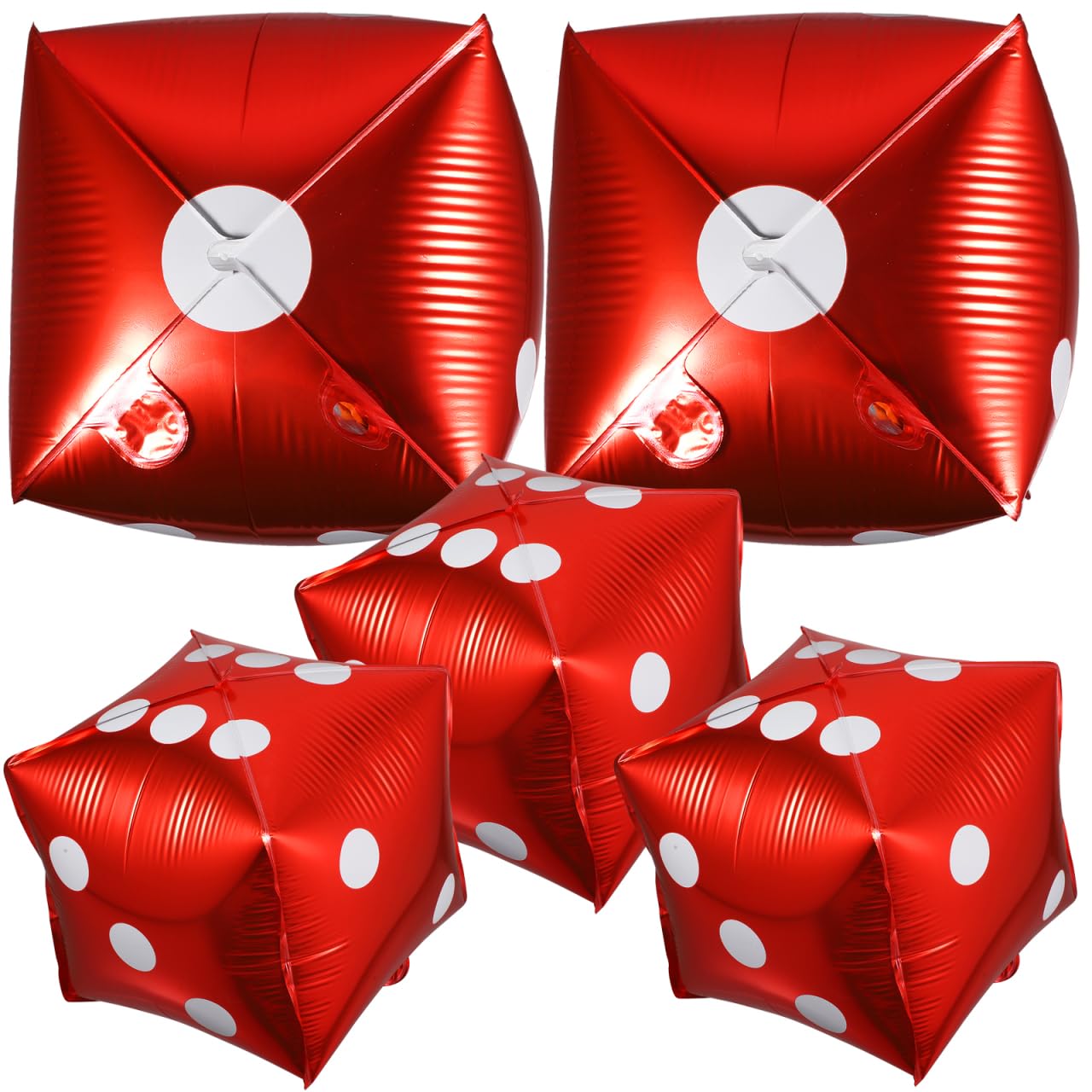 5pcs Cube Dice Balloons Large Jumbo Inflatable Dice Aluminum Foil Balloons for Theme Party Decorations Indoor Outdoor Broad Game Favors Red