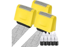 PATIKIL Identity Theft Protection Roller Stamp, 3Pcs 0.7" Confidential Roller Stamp Privacy ID Police Stamp Roller for Securi