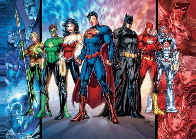 Amazon Com Dc Comics Justice League Team Picture Unique Mightyprint Wall Art 17 X 24 Not Made Of Paper Perfect For Gifting And Collecting Posters Prints