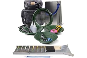 ASR Outdoor 24pc Deluxe 50" Aluminum Folding Gold Sluice Box Kit Gold Panning Tools and Backpack, Black