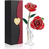 Easegain Gold Dipped Rose 24k Red Gold Plated Rose - Everlasting Long Stem Real Rose Exquisite Holder, Romantic Gift for Valentine's and Mother's Day, Gfts for Her Anniversary