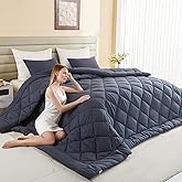 MIOTO 128x120 Oversized King Comforter, Extra Large King Size Comforter Oversized, All Season Soft Lightweight Quilt Down Alternative Duvet Insert with 8 Corner Tabs(128x120, Grey)