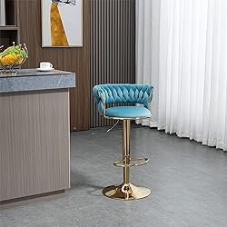 Kakotito 360° Velvet Swivel Bar Stools with Low