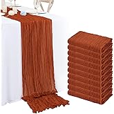 10 Pack Terracotta Cheesecloth Table Runner 10FT Boho Romantic Gauze Table Runner 20 x 120 Inch Rustic Sheer Runner for Wedding Party Bridal Shower Thanksgiving Christmas Decoration