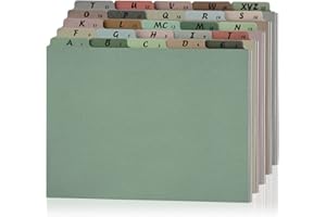Noveread 1 Set 25 Alphabet File Dividers A-Z Top Tab Letter Size 1/5 Cut Tab Positions Alphabetical Number File Folder Organizer Guides Cabinet and Desk Dividers for School Office Home(Morandi)