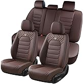 FLORICH Seat Covers Full Set, Leather Seat Cover, Front and Rear Seat Covers 5 Seats, Waterproof Car Seat Cushion Protector Accessories for Sedan SUV Pick-up Truck(Coffee, Full Set)