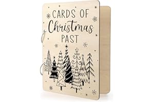 Sophena Wood Christmas Card Keeper Wooden Greeting Card Organizer Book or Binder Memories Cards Keeper & Album for Xmas Keeps