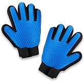 Pets First Dog Grooming Gloves Best Professional Deshedding, Brushing, Cleaning Mitt Tool for Small, Medium or Large Dogs &amp; Cats. Fur &amp; Hair Remover. Prevents Matted Coats. Soft Rubber Bristle Brush