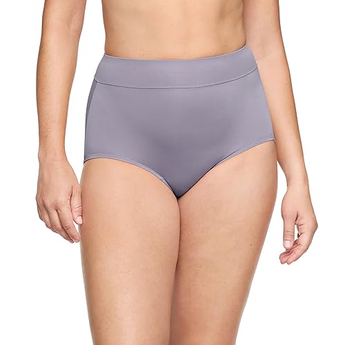Warner's Women's Pinching No Problems Dig-Free Comfort Waist Microfiber Brief 5738, Lavender Gray, 10