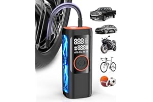 BDO 2025 Tire Inflator Portable Air Compressor, 150PSI Cordless Air Pump with LCD Display & Auto Shut-Off, for Car, Motorcycle, Bike Tires & Sports Balls（Black）