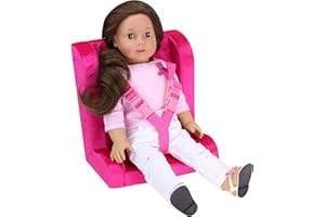 Sophia's 18" Doll Hot Pink Velour Booster Car Seat with Adjustable Harness